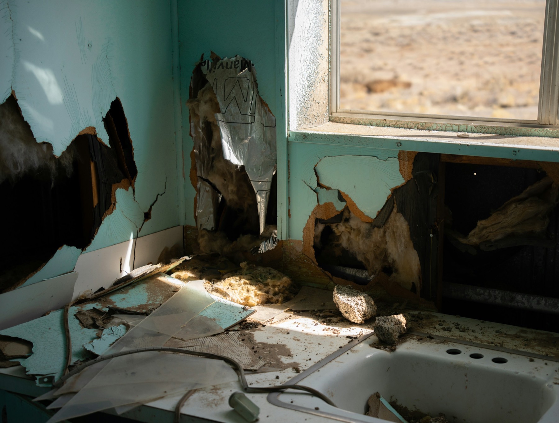 Water damaged interior materials after a serious home leak